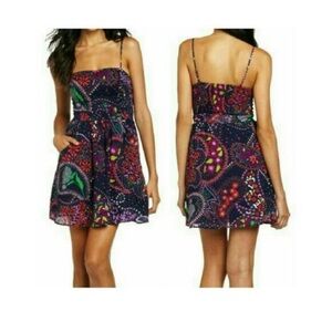 Lily Pulitzer size Large Anna Lynne cotton strapless‎ multi print mini dress